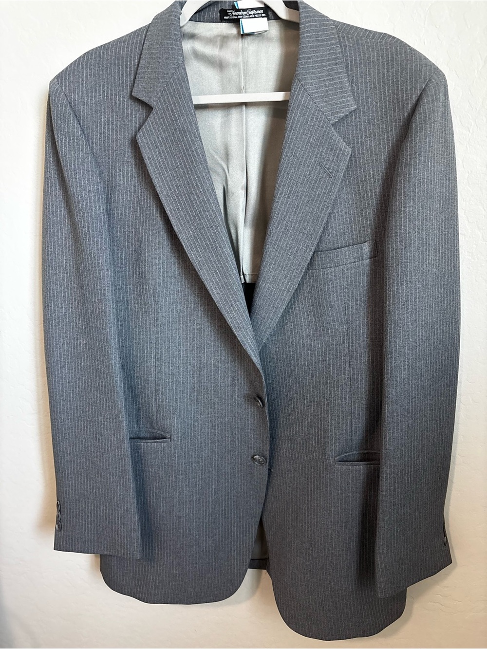 Vintage Grey Pinstripe Suit Set Blazer Trousers Professional Formal Business 2pc